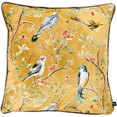 Wylder Tropics Gold Tropical Bird Velvet Cushion Cover - One Size Wylder Tropics Gold Tropical Bird Velvet Cushion Cover - One Size