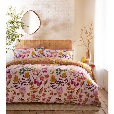Furn. Protea Conjunto de Edredón Reversible Floral - Rosa - Tamaño King Furn. Protea Conjunto de Edredón Reversible Floral - Rosa - Tamaño King