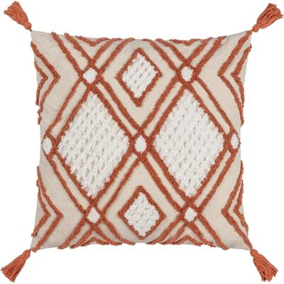 Furn Aquene Coussin tufté à franges en polyester - Naturel - 50cm x 50cm - Coussin Furn Aquene Coussin tufté à franges en polyester - Naturel - 50cm x 50cm - Coussin