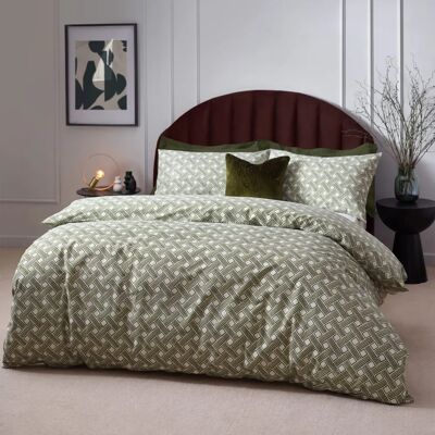 HOEM Alexah Olive Cotton Rich Duvet Cover Set - King - Bedding HOEM Alexah Olive Cotton Rich Duvet Cover Set - King - Bedding