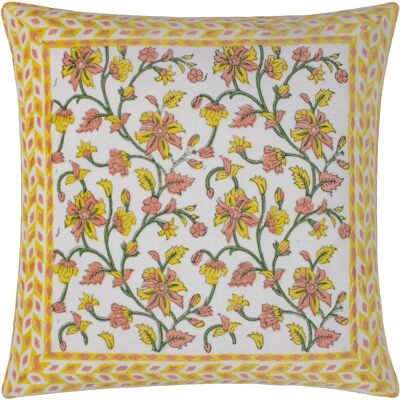 Paoletti Mentera Floral Velvet Cushion - Yellow - 50cm x 50cm - Cushion Paoletti Mentera Floral Velvet Cushion - Yellow - 50cm x 50cm - Cushion