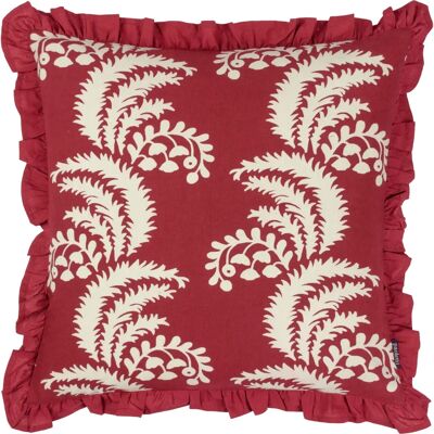 Paoletti Montrose Pleated Floral Cushion Cover - Red Cotton - One Size Paoletti Montrose Pleated Floral Cushion Cover - Red Cotton - One Size