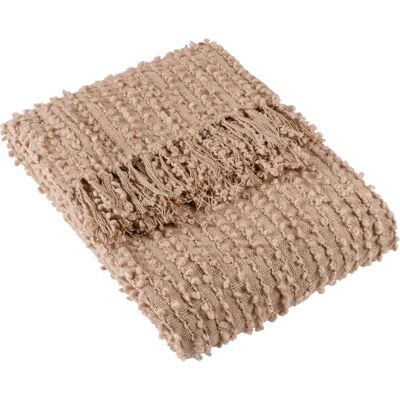 Hoem Höem Arvo Boucle Yarn Woven Fringed Throw - Pink - Throw Hoem Höem Arvo Boucle Yarn Woven Fringed Throw - Pink - Throw