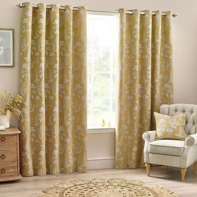 Wylder Nature Sophia Floral Jacquard Room Darkening Eyelet Curtains - Curtain Wylder Nature Sophia Floral Jacquard Room Darkening Eyelet Curtains - Curtain