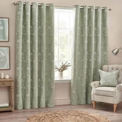 Wylder Nature Sophia Floral Jacquard Light Green Room Darkening Curtains - Curtain Wylder Nature Sophia Floral Jacquard Light Green Room Darkening Curtains - Curtain