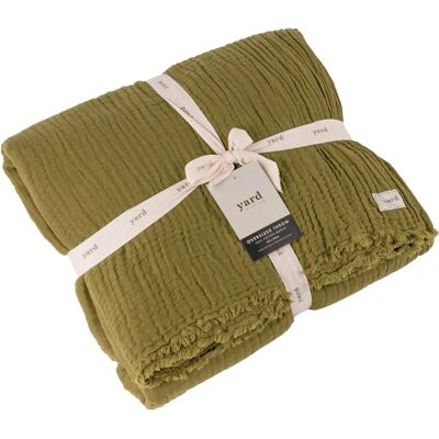 Yard Lark Khaki Cotton Fringed Throw - Throw Yard Lark Khaki Cotton Fringed Throw - Throw