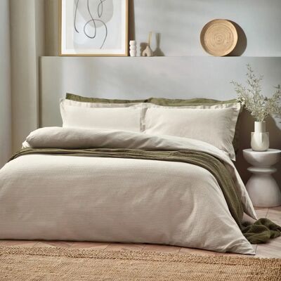 Riva Home Beige Waffle Duvet Cover Set - Super King - Bedding Riva Home Beige Waffle Duvet Cover Set - Super King - Bedding