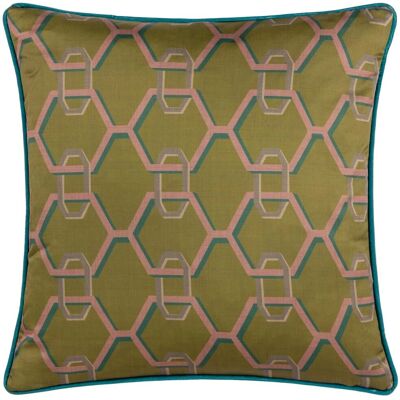 Cuscino Carnaby Chain in raso geometrico - Olive - 45x45 cm Cuscino Carnaby Chain in raso geometrico - Olive - 45x45 cm