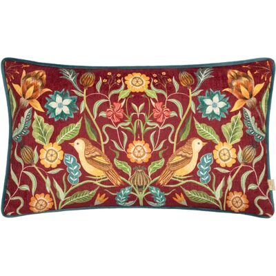 Evans Lichfield Hawthorn Birds Chenille Piped Cushion Cover - Burgundy - Size 30 Cm X 50 Cm Evans Lichfield Hawthorn Birds Chenille Piped Cushion Cover - Burgundy - Size 30 Cm X 50 Cm