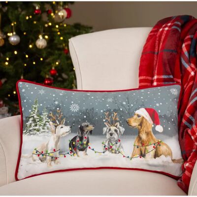 Evans Lichfield Christmas Dogs Piped Filled Cushion - Multicolour - Size 30 Cm X 50 Cm Evans Lichfield Christmas Dogs Piped Filled Cushion - Multicolour - Size 30 Cm X 50 Cm
