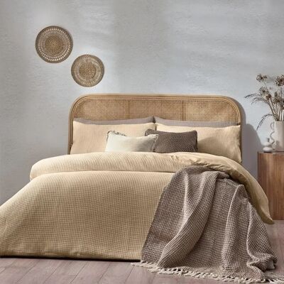 Riva Home Beige Cotton Duvet Cover Set - Double - Modern Classic Riva Home Beige Cotton Duvet Cover Set - Double - Modern Classic