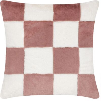 Heya Home Cozee Check Poduszka z futrzanego włosia - Różowa - 50x50 cm Heya Home Cozee Check Poduszka z futrzanego włosia - Różowa - 50x50 cm