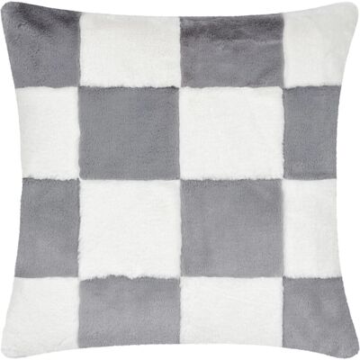 Heya Home Cozee Check Faux Fur Cushion Cover - Blue - Size 50 Cm X 50 Cm Heya Home Cozee Check Faux Fur Cushion Cover - Blue - Size 50 Cm X 50 Cm