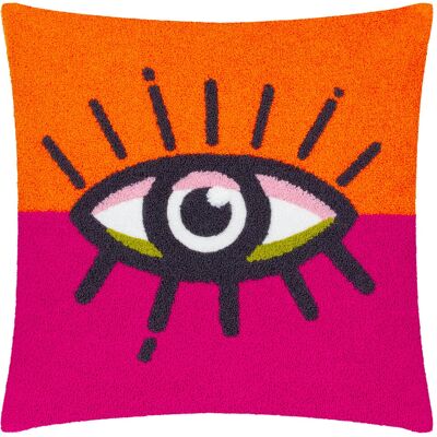 Heya Home All Eyes On You Boucle Filled Cushion - Orange - Size 45cm x 45cm Heya Home All Eyes On You Boucle Filled Cushion - Orange - Size 45cm x 45cm