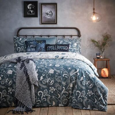 Ensemble de housse de couette en coton brossé Spellbound - Bleu - Taille Simple Ensemble de housse de couette en coton brossé Spellbound - Bleu - Taille Simple