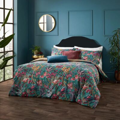 Wylder Tropics Viranai Exotic Floral Duvet Cover Set - Blue Polycotton - Size King Wylder Tropics Viranai Exotic Floral Duvet Cover Set - Blue Polycotton - Size King