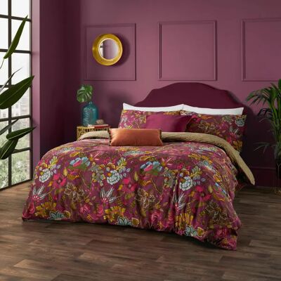 Viranai Exotic Floral Duvet Cover Set - Purple Polycotton - Size King Viranai Exotic Floral Duvet Cover Set - Purple Polycotton - Size King