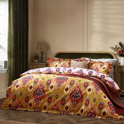 Paoletti Dawson Ikat Omkeerbare Dekbedovertrek Set - Mosterd - King Paoletti Dawson Ikat Omkeerbare Dekbedovertrek Set - Mosterd - King