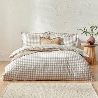 Yard Barton Set Copripiumino in Cotone a Quadri - Naturale - Singolo Yard Barton Set Copripiumino in Cotone a Quadri - Naturale - Singolo