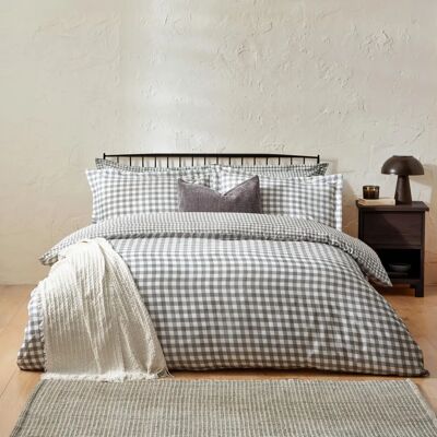 Yard Barton Grey Reversible Cotton Duvet Cover Set Yard Barton Grey Reversible Cotton Duvet Cover Set