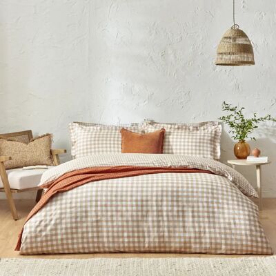 Yard Barton Check Cotton Duvet Cover Set Beige King - Bedroom Decor Yard Barton Check Cotton Duvet Cover Set Beige King - Bedroom Decor
