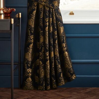 Shiraz - Traditional Jacquard - Black - Damask Gold - Curtains Shiraz - Traditional Jacquard - Black - Damask Gold - Curtains