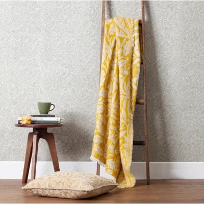 William Morris Morris & Co. Acorn Tonal Jacquard 130cm x 170cm Throw Gold William Morris Morris & Co. Acorn Tonal Jacquard 130cm x 170cm Throw Gold