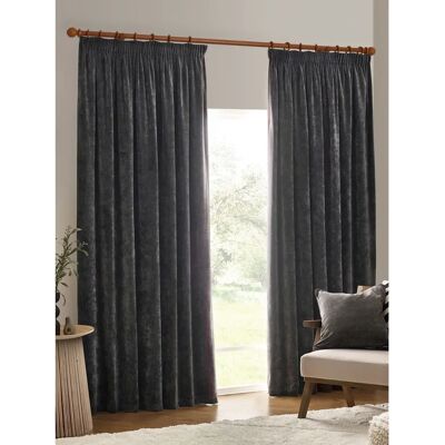 Yard Heavy Chenille Velvet Ready Made Pencil Pleat Curtains - Curtains Yard Heavy Chenille Velvet Ready Made Pencil Pleat Curtains - Curtains