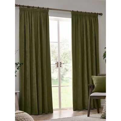 Rideaux en Velours de Chenille Lourds Olive - Prêts à poser - Rideaux Rideaux en Velours de Chenille Lourds Olive - Prêts à poser - Rideaux