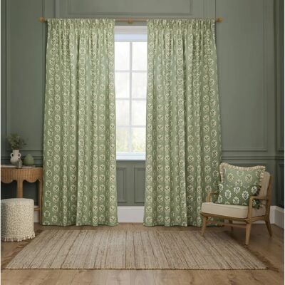 Sanderson - Sessile Leaf Printed - Sage - Curtains Sanderson - Sessile Leaf Printed - Sage - Curtains
