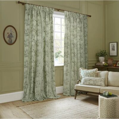 Sanderson Chinese Lanterns Embroidered Sage Curtains - 3 Variants Sanderson Chinese Lanterns Embroidered Sage Curtains - 3 Variants