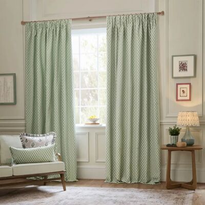 Sanderson Hutton Sage Jacquard Ready Made Pencil Pleat Curtains - Floor-length Room Darkening Sanderson Hutton Sage Jacquard Ready Made Pencil Pleat Curtains - Floor-length Room Darkening