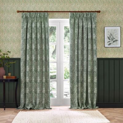 William Morris Morris & Co. - Marigold Jacquard Floral - Leaf Green - Pencil Pleat - Curtains William Morris Morris & Co. - Marigold Jacquard Floral - Leaf Green - Pencil Pleat - Curtains