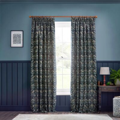 William Morris Morris & Co. Strawberry Thief Jacquard Floral Ready Made Pencil Pleat Curtains - Curtains William Morris Morris & Co. Strawberry Thief Jacquard Floral Ready Made Pencil Pleat Curtains - Curtains