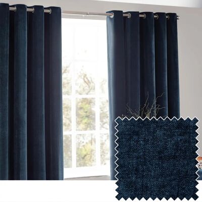 Navy Chenille Samtvorhänge - Raumverdunkelung - 168x183cm Navy Chenille Samtvorhänge - Raumverdunkelung - 168x183cm