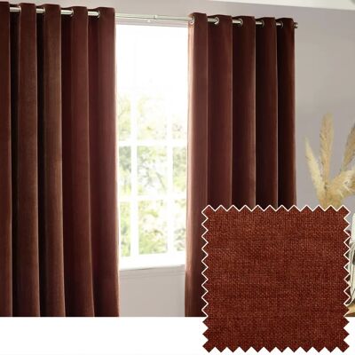 Rideaux en velours de chenille muscade - Lourds, Prêts à poser, Œillets, 3 tailles Rideaux en velours de chenille muscade - Lourds, Prêts à poser, Œillets, 3 tailles
