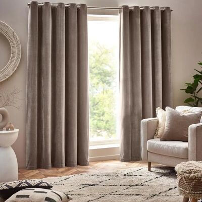 Rideaux en velours chenille lourd gris-beige - Obscurcissement de pièce - 117x137 cm Rideaux en velours chenille lourd gris-beige - Obscurcissement de pièce - 117x137 cm