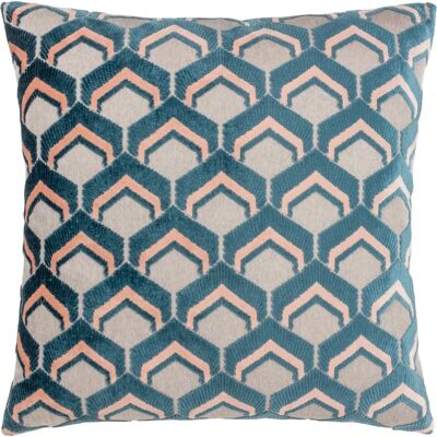 Poszewka na poduszkę z aksamitu jacquard Ledbury - Niebiesko-różowa - 45x45 cm Poszewka na poduszkę z aksamitu jacquard Ledbury - Niebiesko-różowa - 45x45 cm
