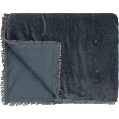 Yard Jaye Cotton Velvet Bedspread - Dark Blue - One Size Yard Jaye Cotton Velvet Bedspread - Dark Blue - One Size