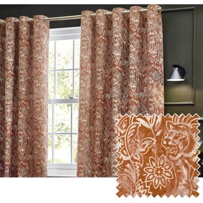 Wylder Tropics Amber Jungle Tiger Chenille Curtain - Curtains Wylder Tropics Amber Jungle Tiger Chenille Curtain - Curtains