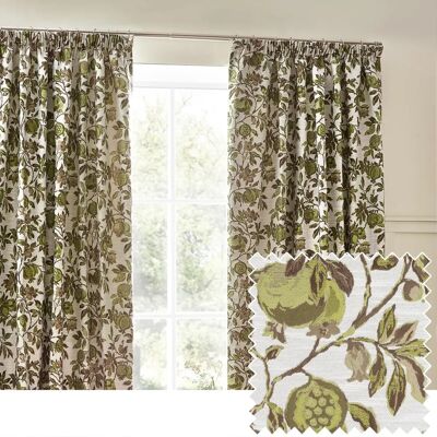 UnknownBrand - Pomegranate Floral Jacquard - Green - Curtains UnknownBrand - Pomegranate Floral Jacquard - Green - Curtains