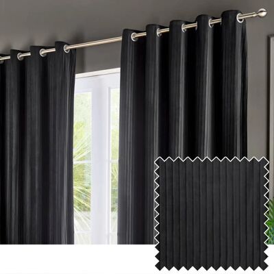 Paoletti Corinthian Velvet Ready Made Eyelet Curtains Black - Curtains Paoletti Corinthian Velvet Ready Made Eyelet Curtains Black - Curtains