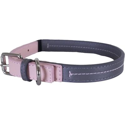 Rosewood Leather Dog Collar - Pink and Grey - 18"-22" Rosewood Leather Dog Collar - Pink and Grey - 18"-22"