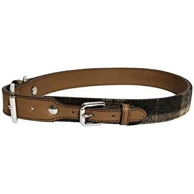 Rosewood Luxury Leather Dog Collar - Tweed Check - 16-20 x 0.75 inch Rosewood Luxury Leather Dog Collar - Tweed Check - 16-20 x 0.75 inch