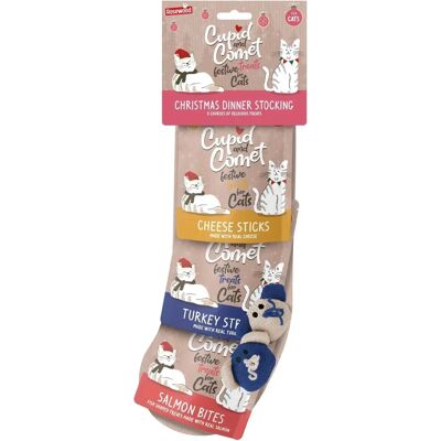 Chaussette de Noël Rosewood Cupid & Comet pour chat - Friandises & Jouets Chaussette de Noël Rosewood Cupid & Comet pour chat - Friandises & Jouets