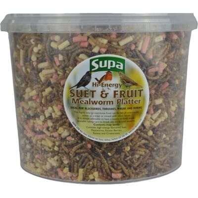 Supa High-Energy Suet and Fruit Mealworm Platter - 3 Ltr Supa High-Energy Suet and Fruit Mealworm Platter - 3 Ltr
