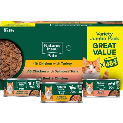 Natures Menu Adult Cat Food Multipack - Natural, Grain-Free, 48x85g Natures Menu Adult Cat Food Multipack - Natural, Grain-Free, 48x85g