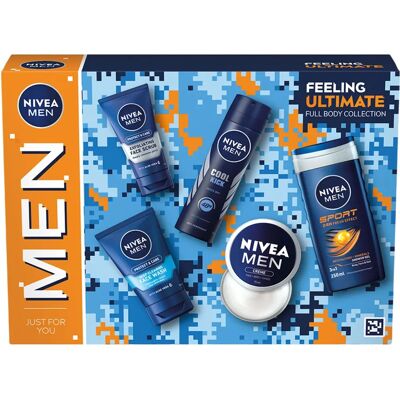 Nivea Men Feeling Ultimate Body Care Set - AntiPersp, Shower, Cream, Wash, Scrub Nivea Men Feeling Ultimate Body Care Set - AntiPersp, Shower, Cream, Wash, Scrub