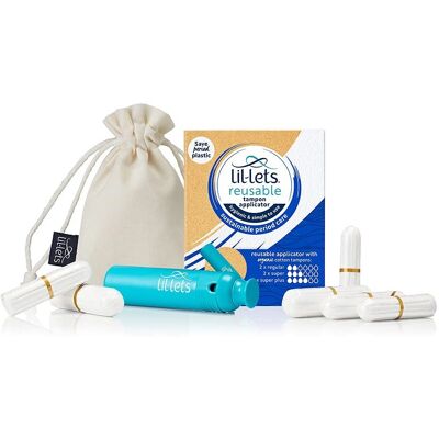 Lil-Lets Reusable Tampon Applicator - Reusable Tampon Applicator with 6 Organic Cotton Tampons Lil-Lets Reusable Tampon Applicator - Reusable Tampon Applicator with 6 Organic Cotton Tampons