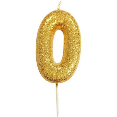 Bougie chiffre 0 Creative - Glitter or 7cm - Bougie - Publicité Bougie chiffre 0 Creative - Glitter or 7cm - Bougie - Publicité